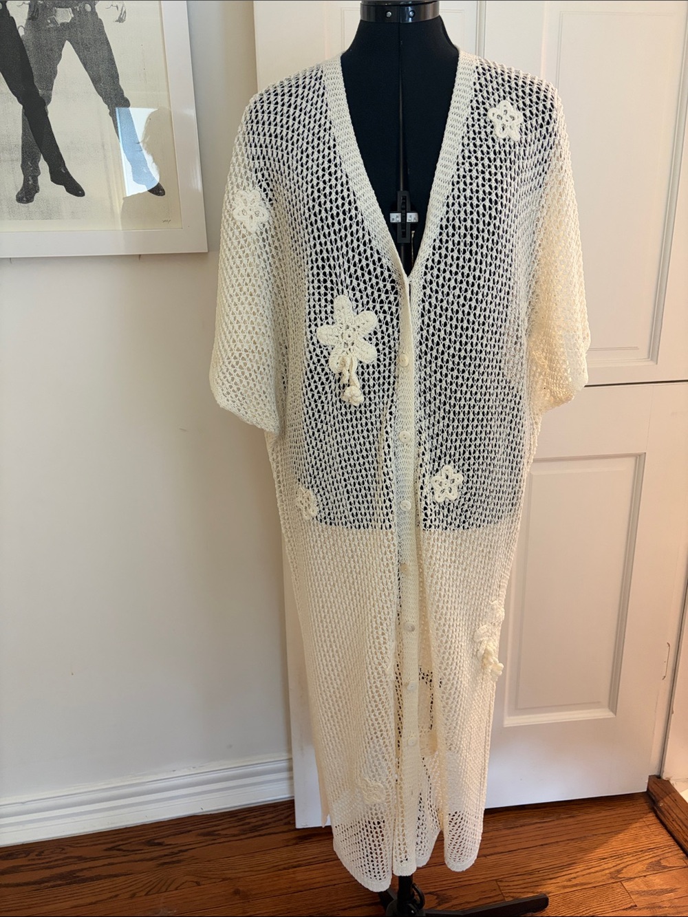 Free People Cream Crochet Maxi Swimsuit Coverup